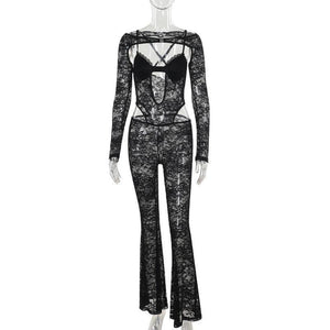 Slim - Fit Lace Long - Sleeved Jumpsuit Bold and Elegant in Black - MRC STORETopMy StoreSlim - Fit Lace Long - Sleeved Jumpsuit Bold and Elegant in Black - MRC STOREMRC STORECJLS216333903CXBlackL