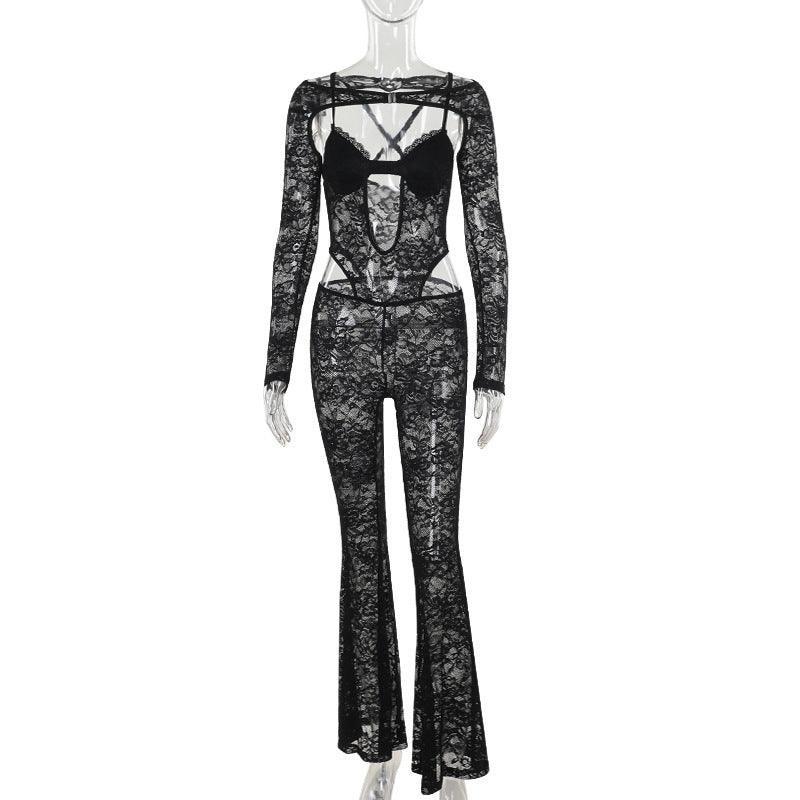 Slim - Fit Lace Long - Sleeved Jumpsuit Bold and Elegant in Black - MRC STORETopMy StoreSlim - Fit Lace Long - Sleeved Jumpsuit Bold and Elegant in Black - MRC STOREMRC STORECJLS216333903CXBlackL