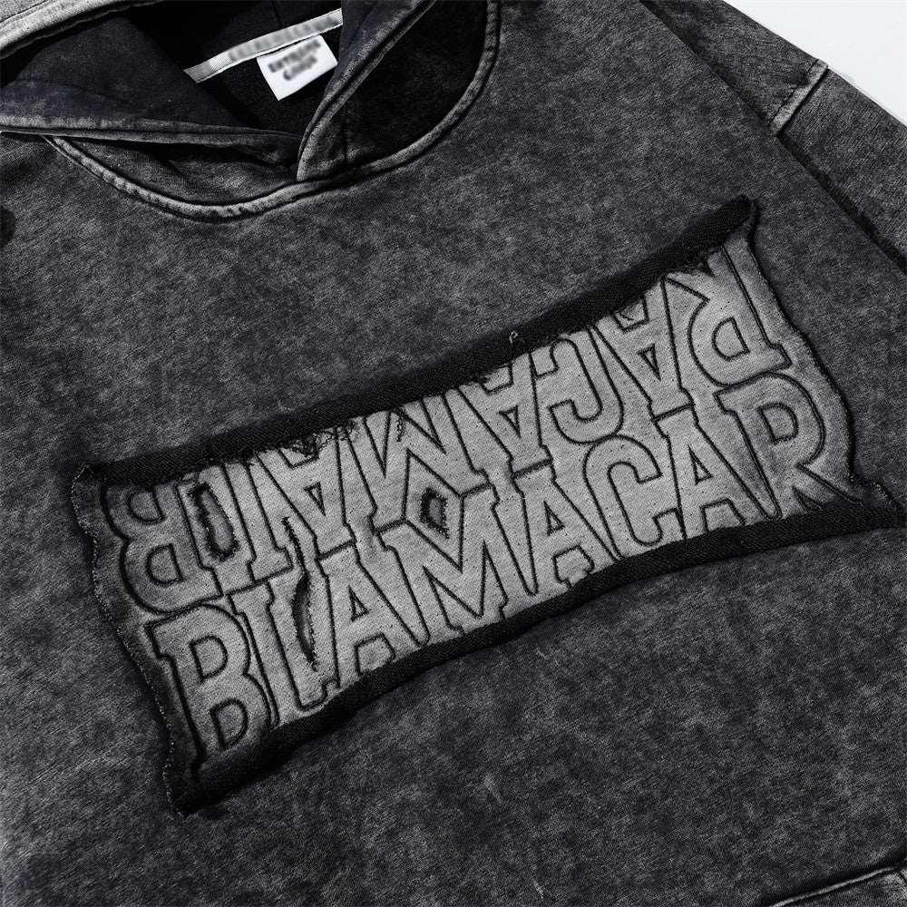 Vintage Black Acid Wash Hoodie with Embroidered Logo Patch - MRC STORETopMy StoreVintage Black Acid Wash Hoodie with Embroidered Logo Patch - MRC STOREMRC STORECJWY209581603CXBrownL