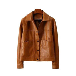 Lapel Small Leather Coat - MRC STORETopMy StoreLapel Small Leather CoatMRC STORECJYD210865818RIButton Black2XL