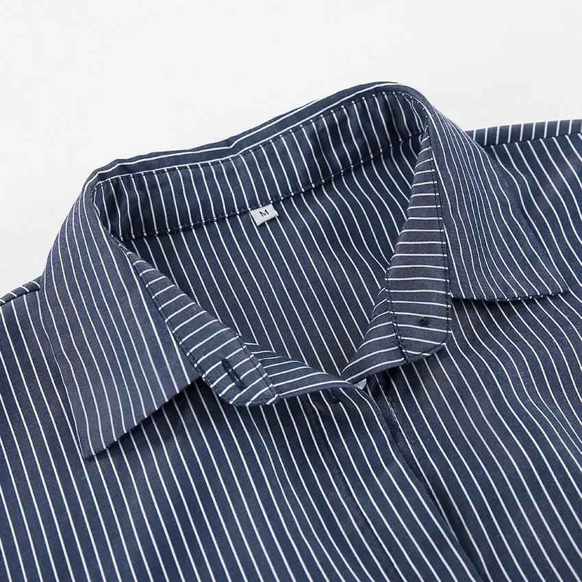 Cropped Striped Fashion Shirt - MRC STORETopMy StoreCropped Striped Fashion ShirtMRC STORECJYD210687403CXBlueL