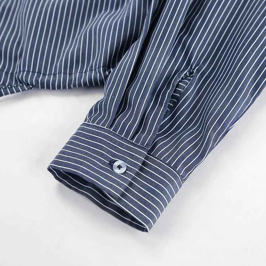 Cropped Striped Fashion Shirt - MRC STORETopMy StoreCropped Striped Fashion ShirtMRC STORECJYD210687403CXBlueL