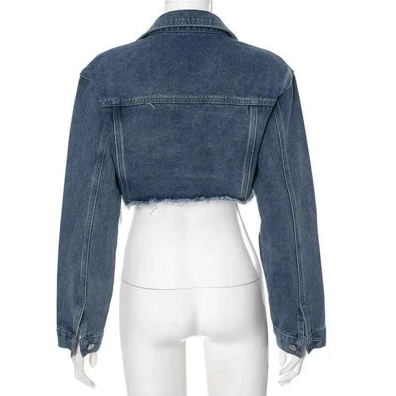Denim Polo Short Coat - MRC STORETopMy StoreDenim Polo Short CoatMRC STORECJYD210592003CXBlueL