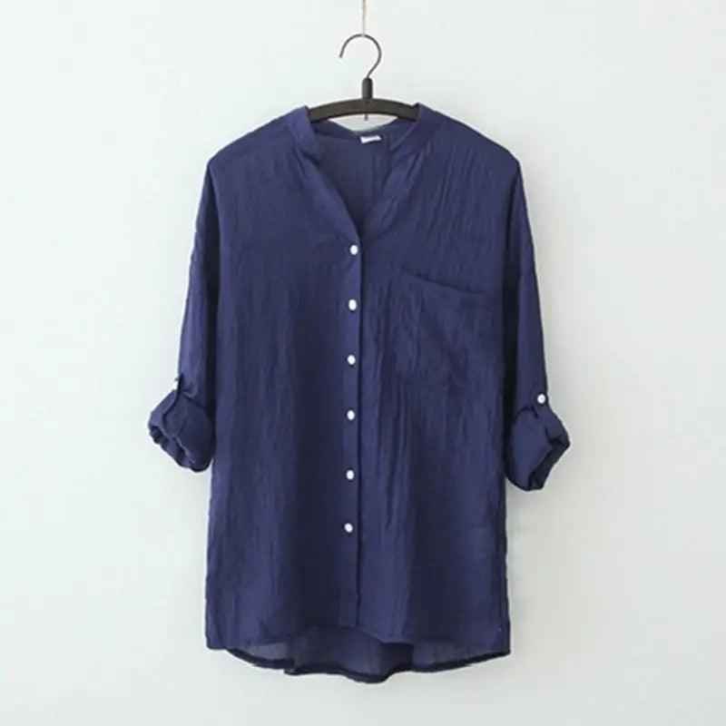 Blue long-sleeved thin shirt top by My Store, lightweight fabric and fitted design, shown on a model.