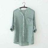 Blue long-sleeved thin shirt top from My Store, designed for a slim fit and comfortable wear.