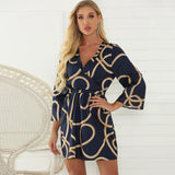 Stylish V - Neck Printed Dress - MRC STORETopMy StoreStylish V - Neck Printed Dress - MRC STOREMRC STORECJLY212750303CXBlueL