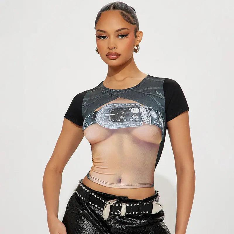 Floral Print Slim Fit Crop Top - MRC STORETopMy StoreFloral Print Slim Fit Crop Top - MRC STOREMRC STORECJCS207361103CXBrownL