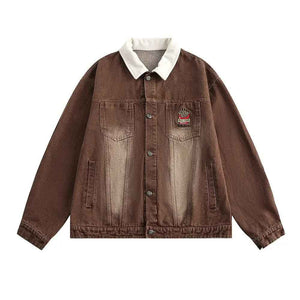 Vintage Punk Denim Jacket - MRC STOREtopMy StoreVintage Punk Denim JacketMRC STORECJXZ209743402BYBrownL