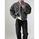 Lapel Loose Denim Jacket - MRC STORETopMy StoreLapel Loose Denim JacketMRC STORECJXZ208300512LOCharcoal Gray2XL