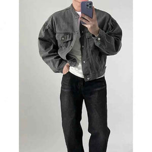 Lapel Loose Denim Jacket - MRC STORETopMy StoreLapel Loose Denim JacketMRC STORECJXZ208300512LOCharcoal Gray2XL