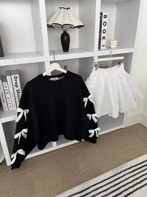 Loose Bow Lantern Sleeve Sweater - MRC STORETopMy StoreLoose Bow Lantern Sleeve Sweater - MRC STOREMRC STORECJWY201109701AZDark BlueFree Size