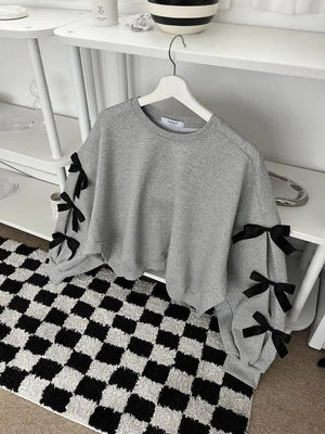 Loose Bow Lantern Sleeve Sweater - MRC STORETopMy StoreLoose Bow Lantern Sleeve Sweater - MRC STOREMRC STORECJWY201109701AZDark BlueFree Size