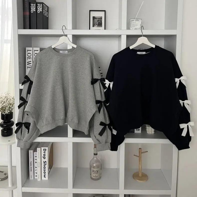 Loose Bow Lantern Sleeve Sweater - MRC STORETopMy StoreLoose Bow Lantern Sleeve Sweater - MRC STOREMRC STORECJWY201109702BYGrayFree Size