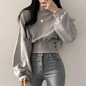 Buttoned Slim - Fit Short Sweater - MRC STORETopMy StoreButtoned Slim - Fit Short Sweater - MRC STOREMRC STORECJWY199524602BYDark GrayFree Size