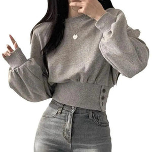 Buttoned Slim - Fit Short Sweater - MRC STORETopMy StoreButtoned Slim - Fit Short Sweater - MRC STOREMRC STORECJWY199524602BYDark GrayFree Size
