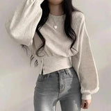 Buttoned Slim - Fit Short Sweater - MRC STORETopMy StoreButtoned Slim - Fit Short Sweater - MRC STOREMRC STORECJWY199524601AZLight GrayFree Size