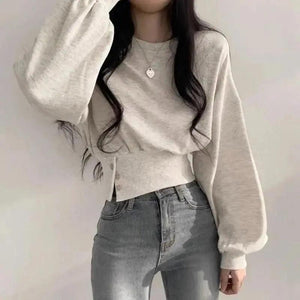 Buttoned Slim - Fit Short Sweater - MRC STORETopMy StoreButtoned Slim - Fit Short Sweater - MRC STOREMRC STORECJWY199524601AZLight GrayFree Size