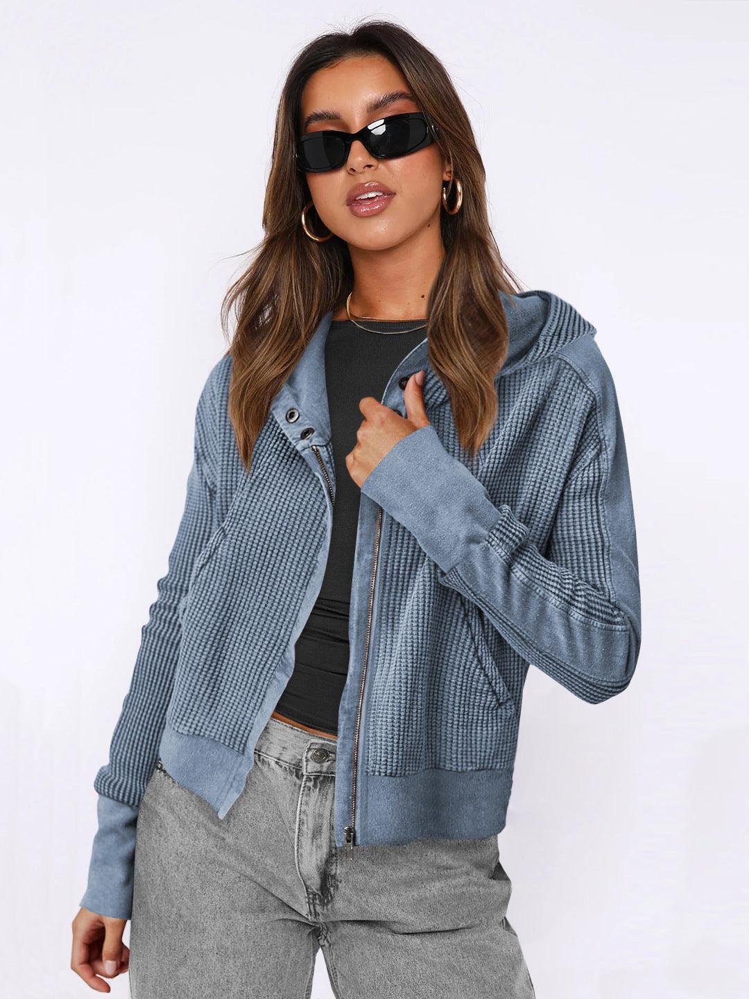 Patchwork Zipper Cardigan - MRC STORETopMy StorePatchwork Zipper Cardigan - MRC STOREMRC STORECJWY208814923WDEWLA074 BlueL