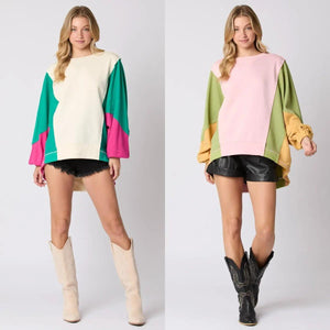 Vibrant Contrast Color Long Sleeve Sweatshirt - MRC STORETopMy StoreVibrant Contrast Color Long Sleeve Sweatshirt - MRC STOREMRC STORECJWY209894703CXGreen And WhiteL