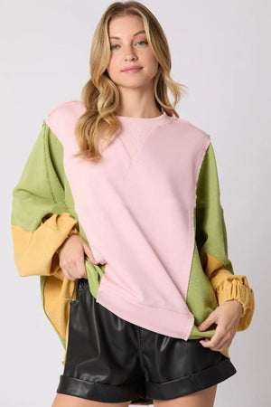 Vibrant Contrast Color Long Sleeve Sweatshirt - MRC STORETopMy StoreVibrant Contrast Color Long Sleeve Sweatshirt - MRC STOREMRC STORECJWY209894708HSYellow And PinkL