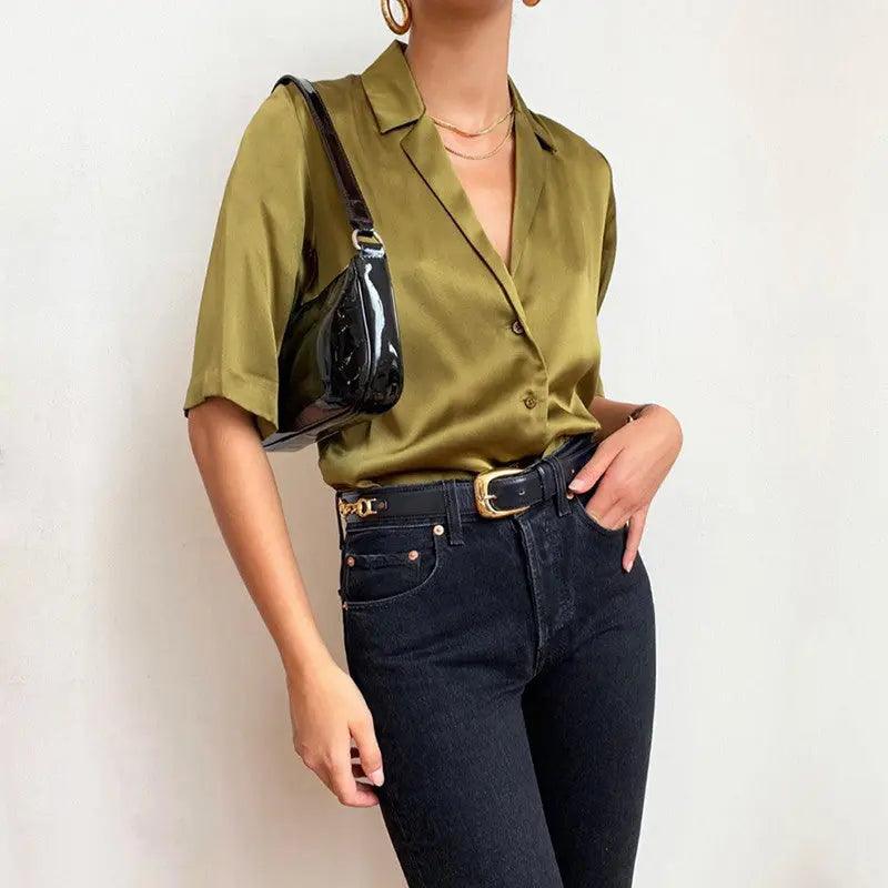 Luxurious Silk Satin Shirt - MRC STORETopMy StoreLuxurious Silk Satin Shirt - MRC STOREMRC STORECJNSSYCS06420-Green-LGreenL