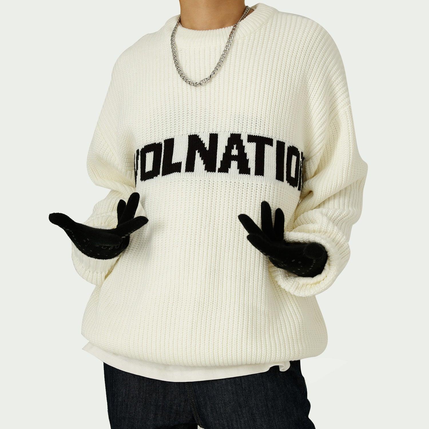 Solid Color Loose Knit Round Neck Letter Sweater - White, Khaki, Green - MRC STORETopMy StoreSolid Color Loose Knit Round Neck Letter Sweater - White, Khaki, Green - MRC STOREMRC STORECJNSWTWY04941-Green-LGreenL
