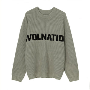 Solid Color Loose Knit Round Neck Letter Sweater - White, Khaki, Green - MRC STORETopMy StoreSolid Color Loose Knit Round Neck Letter Sweater - White, Khaki, Green - MRC STOREMRC STORECJNSWTWY04941-Green-LGreenL