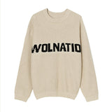 Solid Color Loose Knit Round Neck Letter Sweater - White, Khaki, Green - MRC STORETopMy StoreSolid Color Loose Knit Round Neck Letter Sweater - White, Khaki, Green - MRC STOREMRC STORECJNSWTWY04941-Khaki-LKhakiL