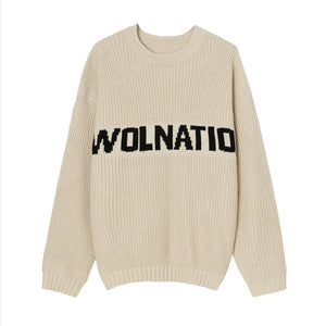 Solid Color Loose Knit Round Neck Letter Sweater - White, Khaki, Green - MRC STORETopMy StoreSolid Color Loose Knit Round Neck Letter Sweater - White, Khaki, Green - MRC STOREMRC STORECJNSWTWY04941-Khaki-LKhakiL