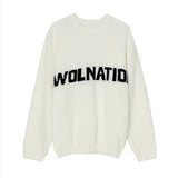 Solid Color Loose Knit Round Neck Letter Sweater - White, Khaki, Green - MRC STORETopMy StoreSolid Color Loose Knit Round Neck Letter Sweater - White, Khaki, Green - MRC STOREMRC STORECJNSWTWY04941-White-LWhiteL