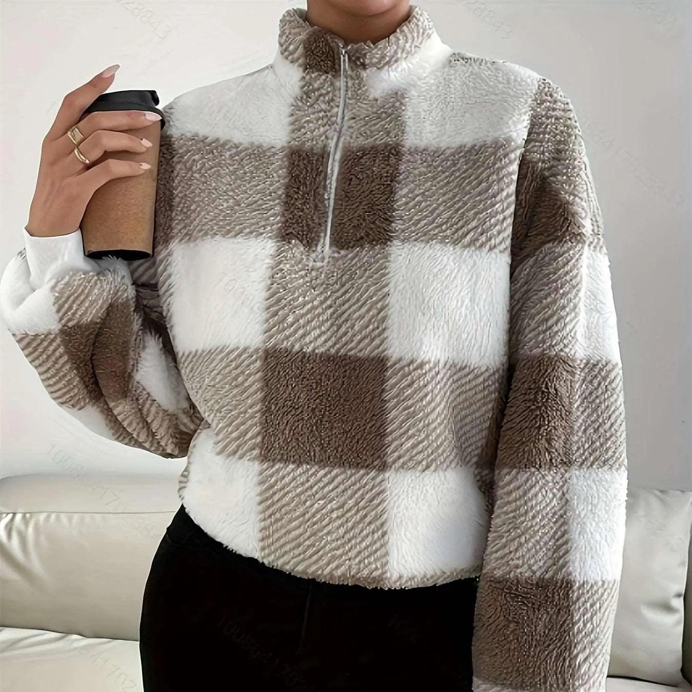 Buffalo Plaid Off - Shoulder Sweater - MRC STORETopMy StoreBuffalo Plaid Off - Shoulder Sweater - MRC STOREMRC STORECJWY197732403CXKhakiL