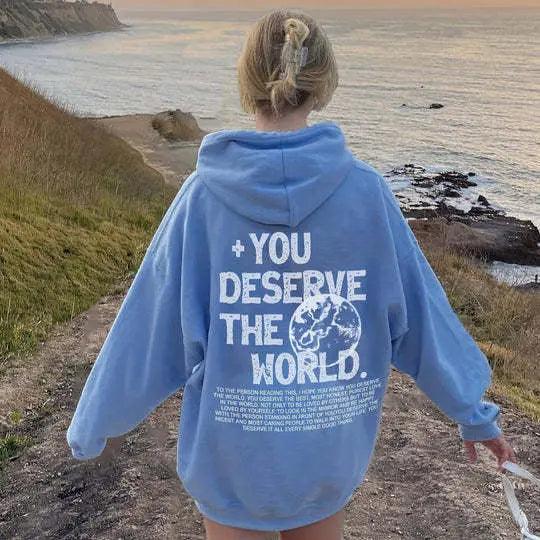 Model wearing a gray letter print casual hoodie, My Store top with bold alphabet design and comfortable fit in size 2XL.