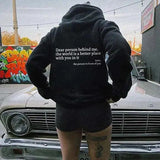 Model wears a 2XL letter print casual hoodie from My Store, featuring a comfortable top with bold letter graphics.