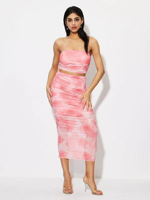 Tie dye Tube Top Printed Vest Skirt Suit - MRC STORETopMy StoreTie dye Tube Top Printed Vest Skirt Suit - MRC STOREMRC STORECJLS211595003CXPinkL