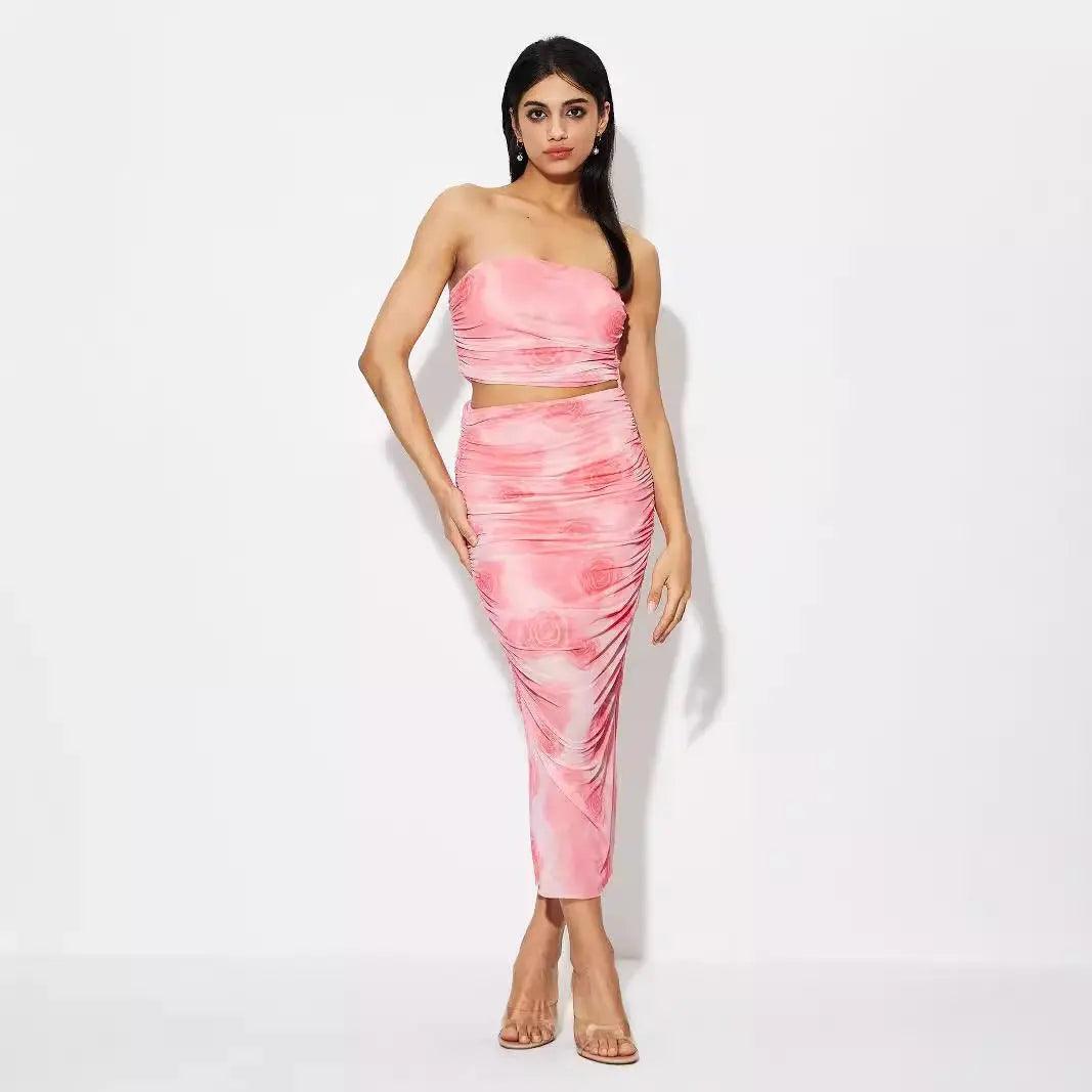 Tie dye Tube Top Printed Vest Skirt Suit - MRC STORETopMy StoreTie dye Tube Top Printed Vest Skirt Suit - MRC STOREMRC STORECJLS211595003CXPinkL