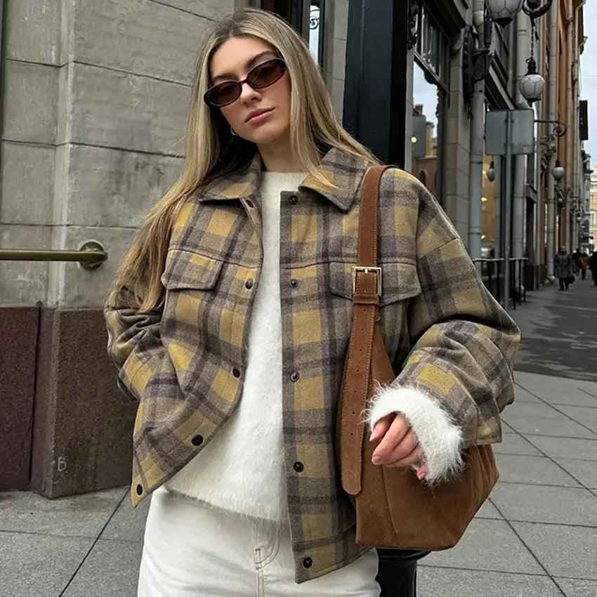 Plaid Woolen Jacket - MRC STORETopMy StorePlaid Woolen JacketMRC STORECJQB210716303CXPlaidL
