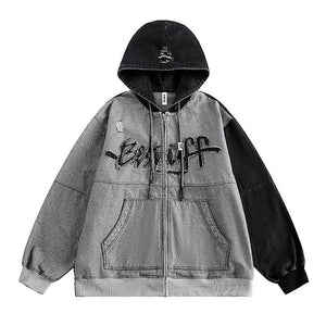 Irregular Stitching Hooded Denim Jacket for Women - MRC STORETopMy StoreIrregular Stitching Hooded Denim Jacket for Women - MRC STOREMRC STORECJXZ211075902BYShadow GrayL