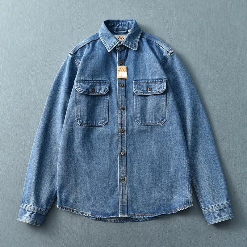 Washed Blue Retro Denim Jacket - MRC STORETopMy StoreWashed Blue Retro Denim Jacket - MRC STOREMRC STORECJDS210521901AZY681 BlueL