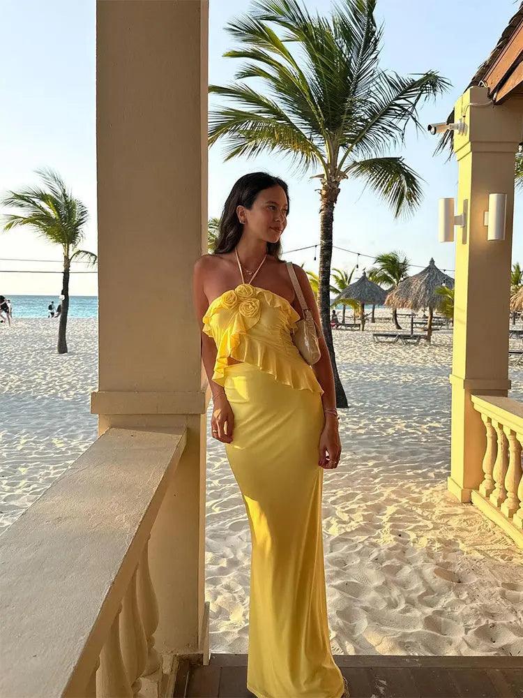 Yellow Halter Spaghetti Strap High Waist Skirt Suit - MRC STORETopMy StoreYellow Halter Spaghetti Strap High Waist Skirt Suit - MRC STOREMRC STORECJLY211363703CXYellowL