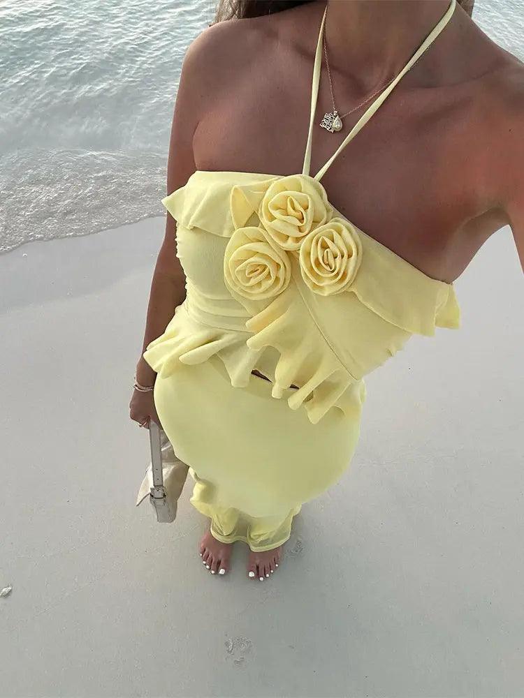 Yellow Halter Spaghetti Strap High Waist Skirt Suit - MRC STORETopMy StoreYellow Halter Spaghetti Strap High Waist Skirt Suit - MRC STOREMRC STORECJLY211363703CXYellowL