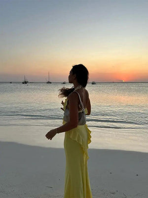 Yellow Halter Spaghetti Strap High Waist Skirt Suit - MRC STORETopMy StoreYellow Halter Spaghetti Strap High Waist Skirt Suit - MRC STOREMRC STORECJLY211363703CXYellowL