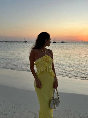 Yellow Halter Spaghetti Strap High Waist Skirt Suit - MRC STORETopMy StoreYellow Halter Spaghetti Strap High Waist Skirt Suit - MRC STOREMRC STORECJLY211363703CXYellowL