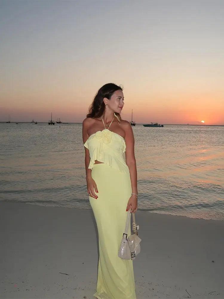 Yellow Halter Spaghetti Strap High Waist Skirt Suit - MRC STORETopMy StoreYellow Halter Spaghetti Strap High Waist Skirt Suit - MRC STOREMRC STORECJLY211363703CXYellowL