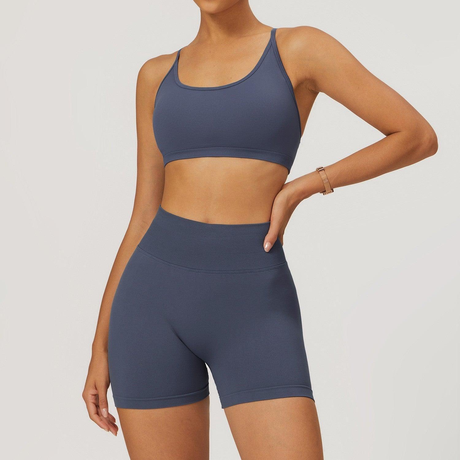 Seamless Beauty Back Yoga Suit – Comfort Fit - MRC STOREyoga clothesMy StoreSeamless Beauty Back Yoga Suit – Comfortable Activewear for Women - MRC STOREMRC STORECJYD218017448VEGrey BlueShorts