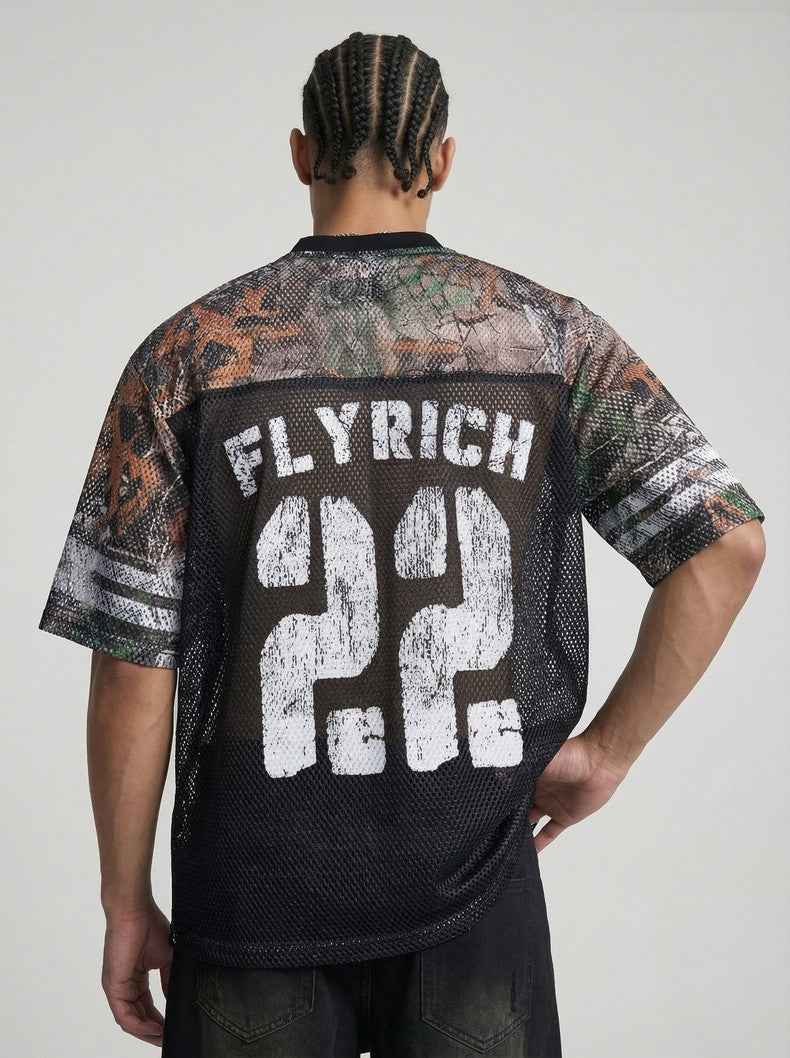 Hollowed-Out Letter Loose American Retro T-Shirt