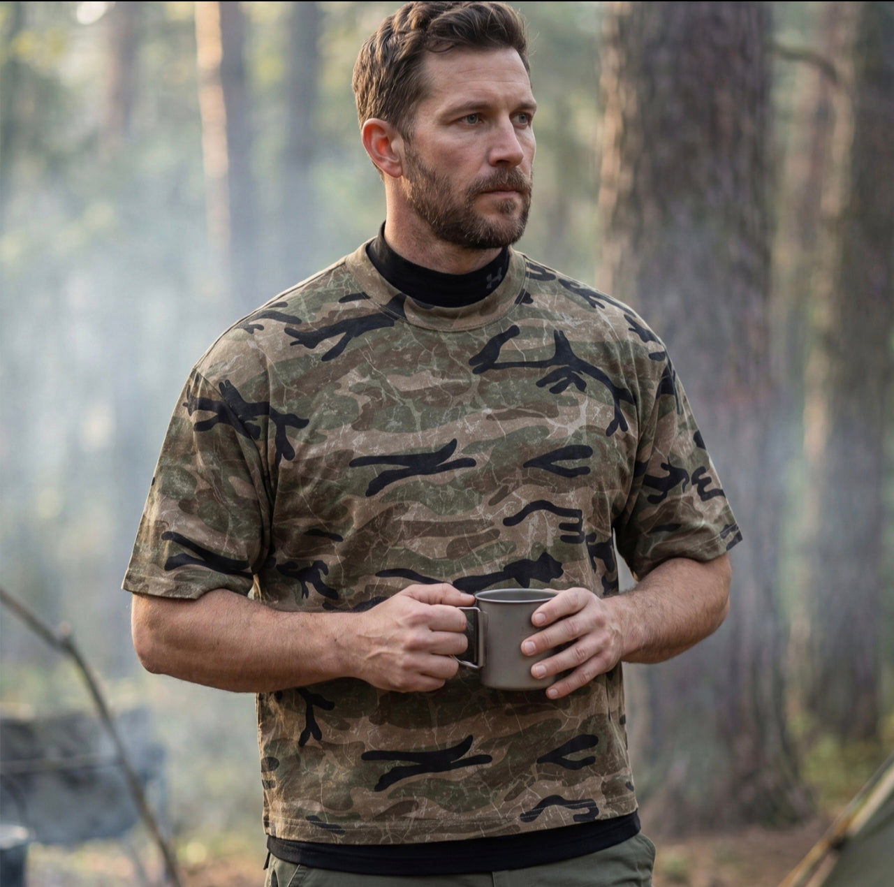 Mens Camouflage Crew-Neck Short-Sleeve T-Shirt MRC WEAR 