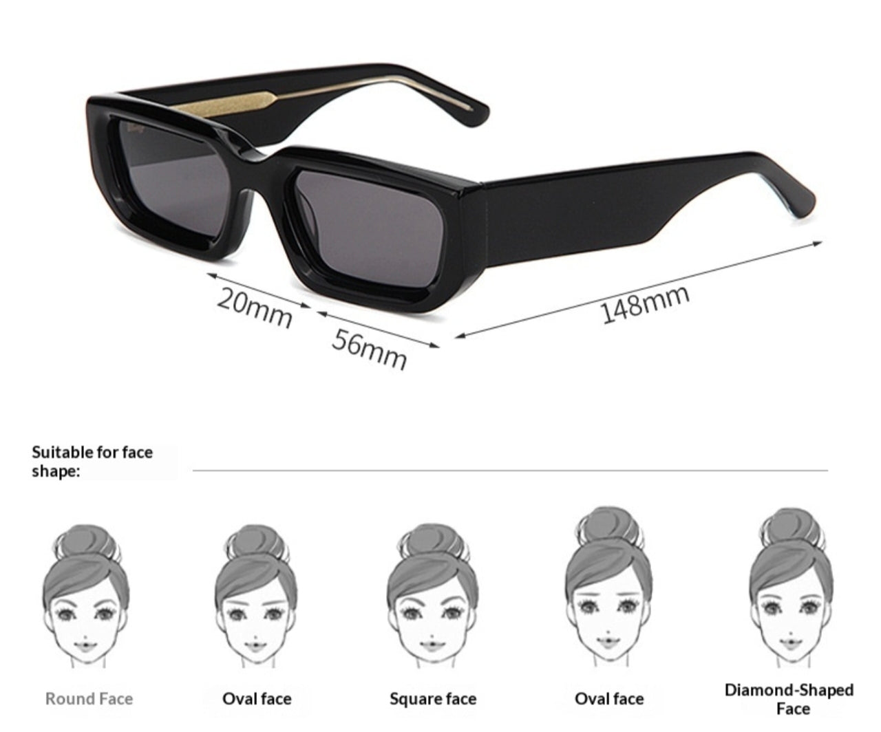 New Trendy European And American-style Sunglasses With A Square Frame And Wide Temple Arms MRC WEAR 