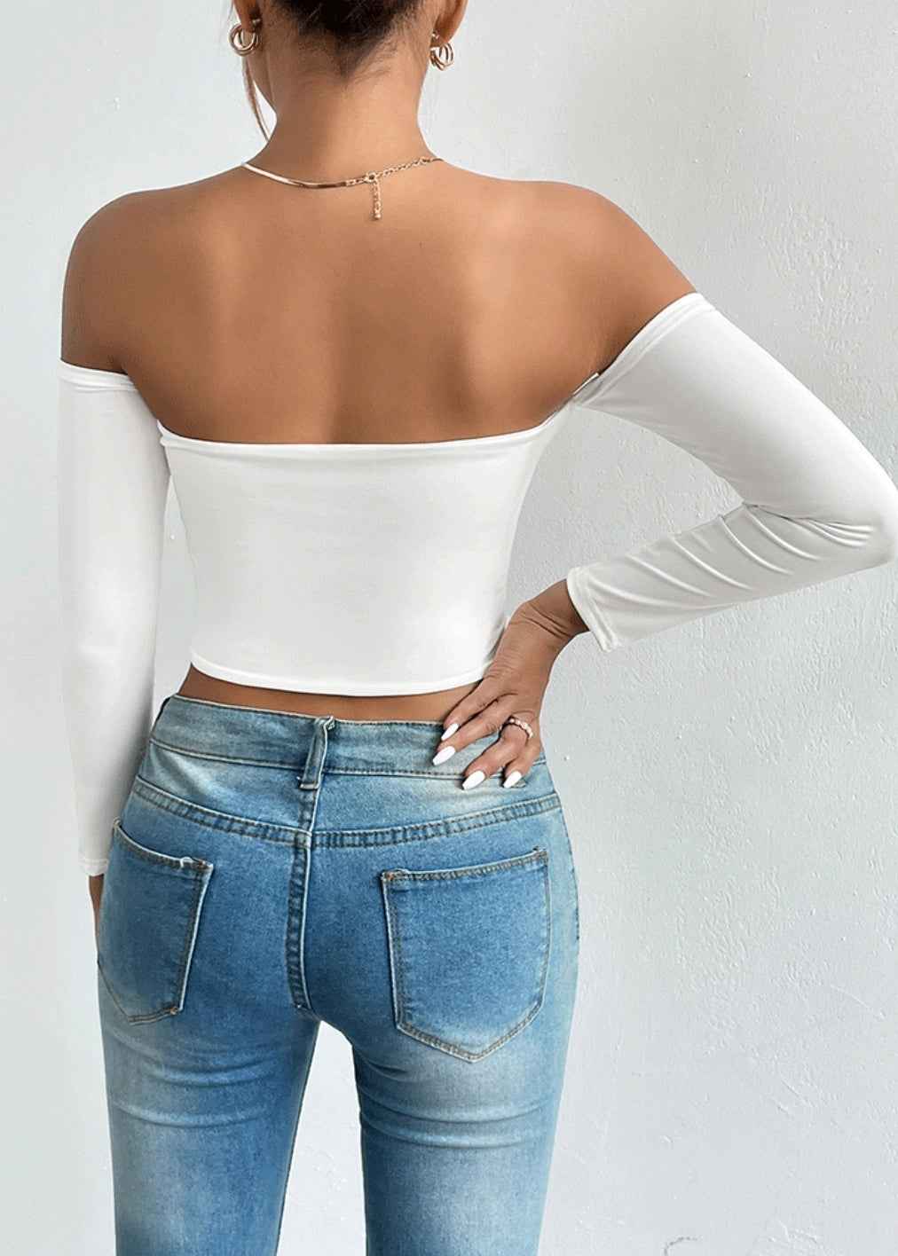 Strapless Slim Waist-Trimming Short Sleeve Top