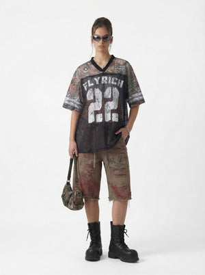SpringSummer American-style Street-Chic Hollowed-Out Breathable T-Shirt MRC WEAR 