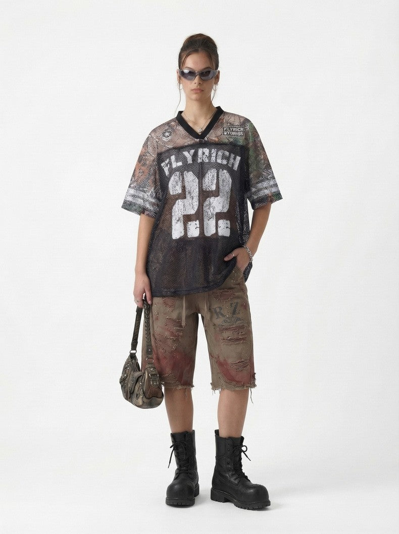 SpringSummer American-style Street-Chic Hollowed-Out Breathable T-Shirt MRC WEAR 